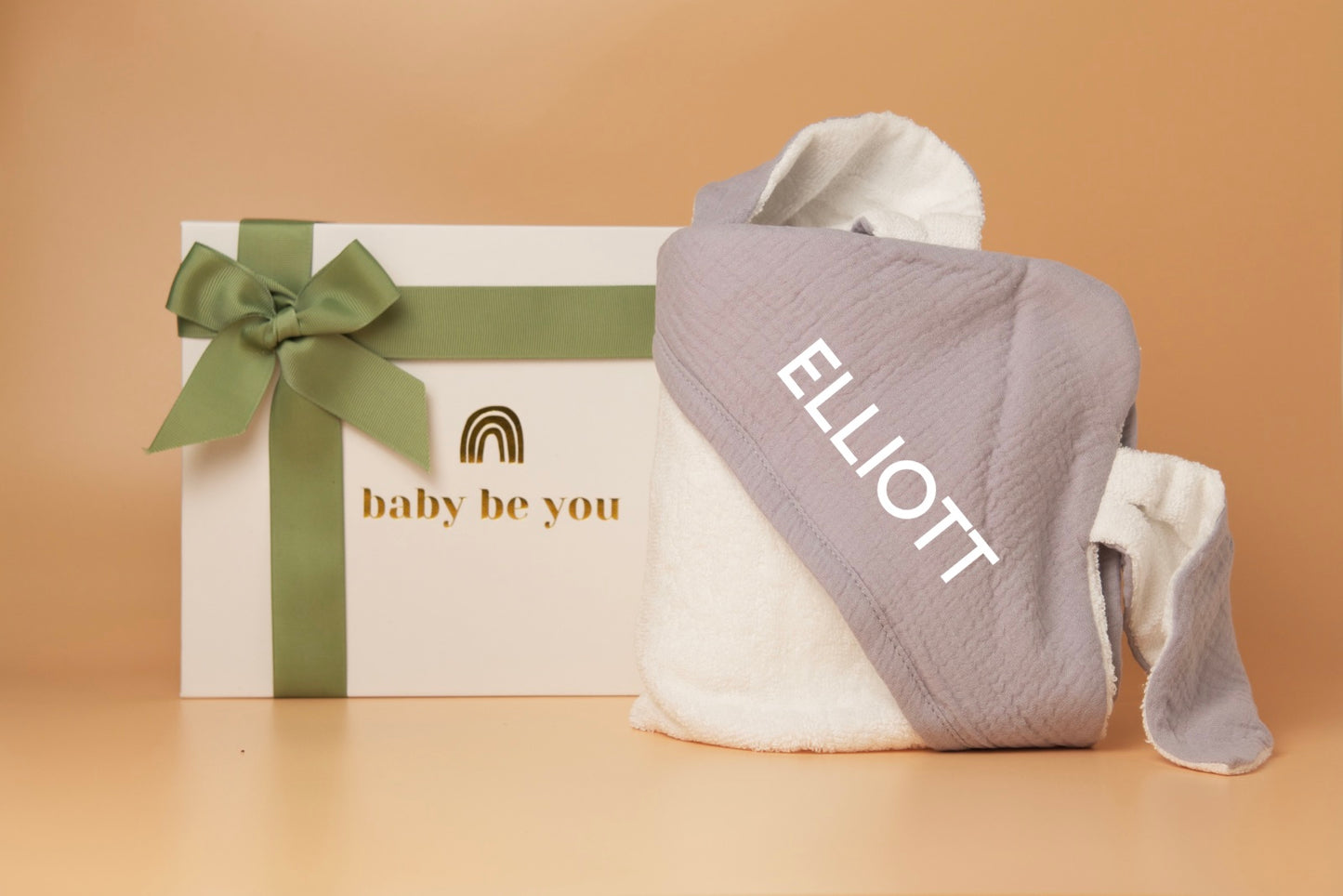 Personalised Organic Bunny Ear Hooded Towel in Cloud