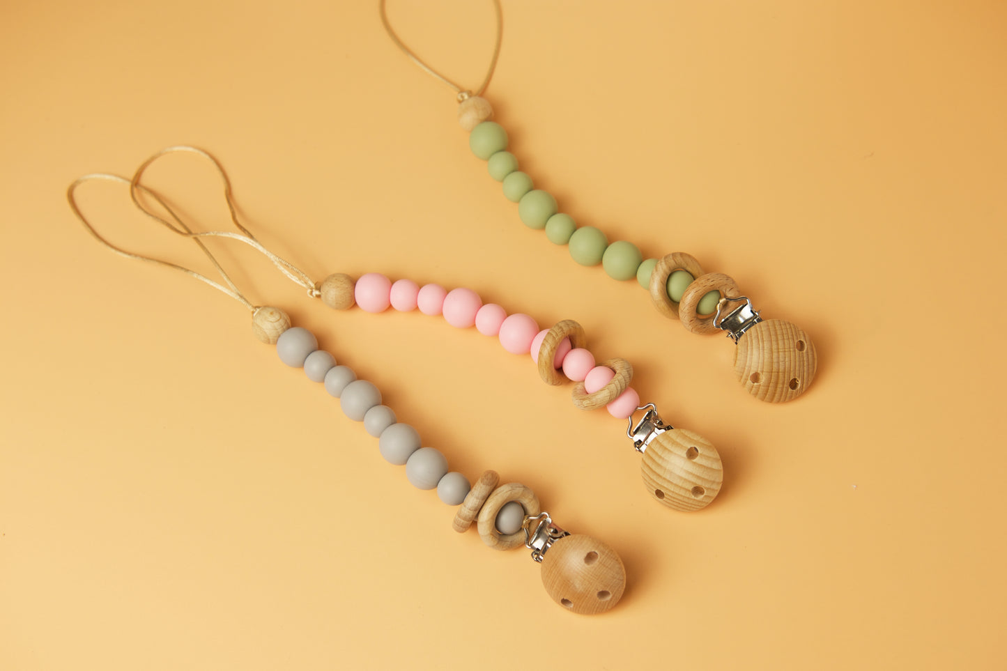 Add-On Silicone and Beech Pacifier Clip