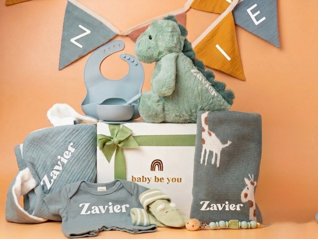 Celebrate Deluxe ROARSOME Baby Gift Set for Baby Boy - Sage
