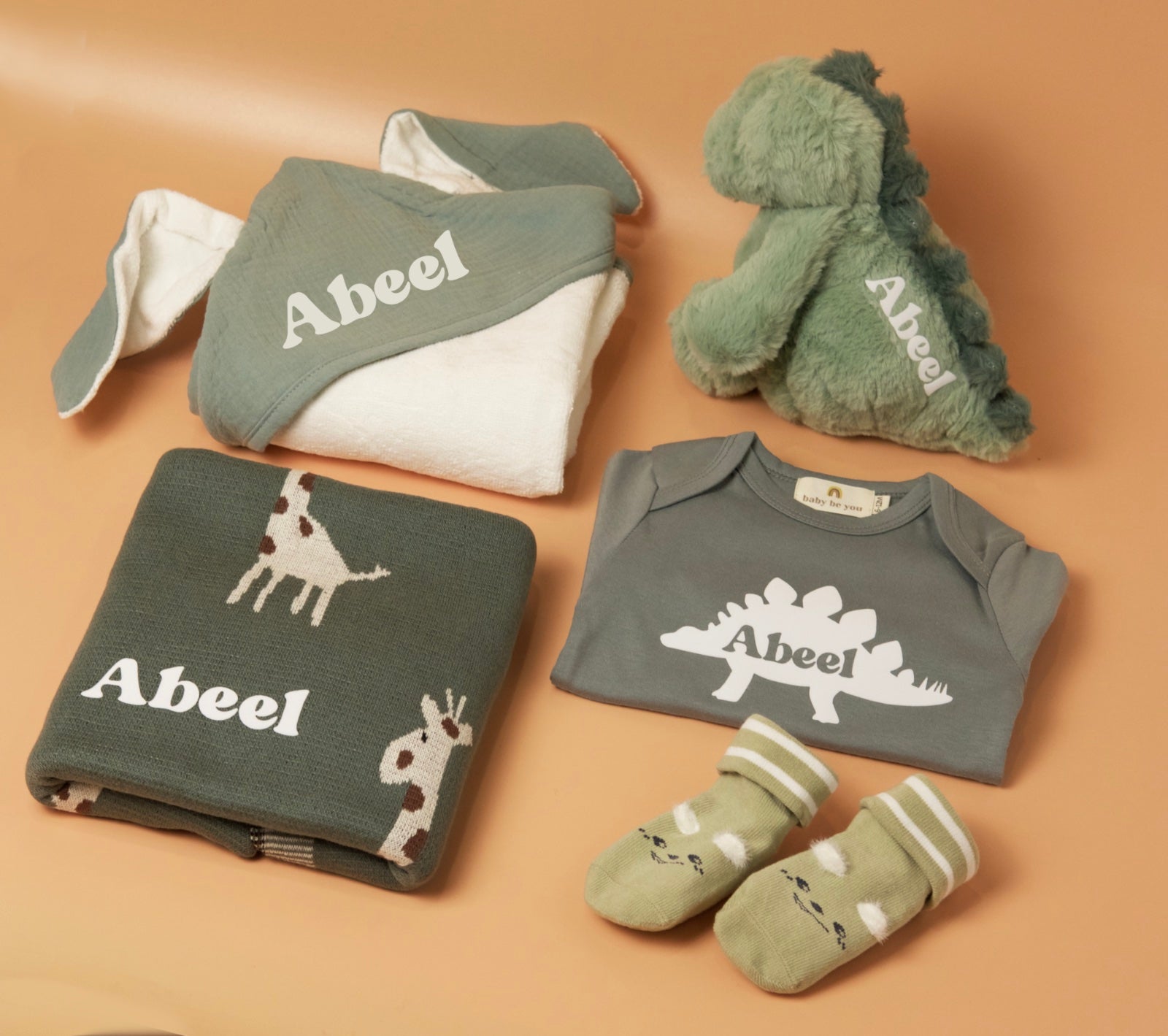 Very Roarsome Personalised Baby Boy Gift Set