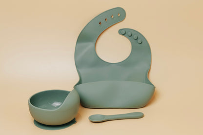 Add-On Silicone Suction Bowl, Spoon, and Bib Feeding Set