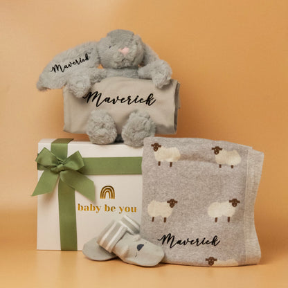 Baby Essentials Personalised Baby Gift Set in Cloud