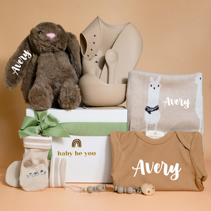 Happy 100 Days Baby Gift Set in Oatmeal
