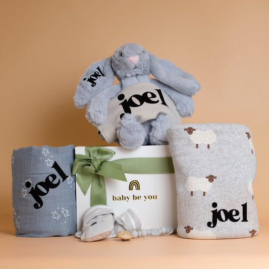 Hugs and Kisses Baby Gift Set in Cloud