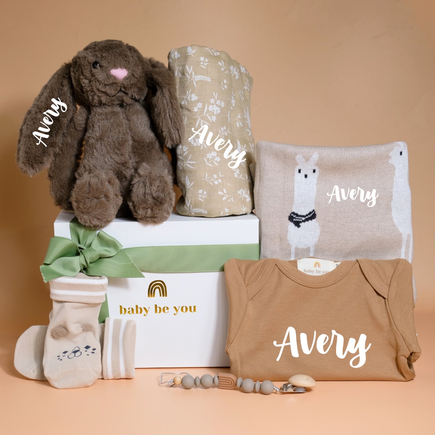 Hugs and Kisses Baby Gift Set in Oatmeal