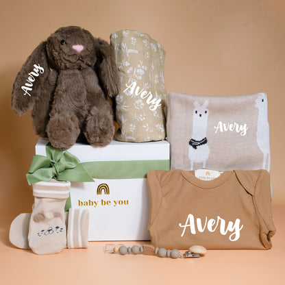 Hugs and Kisses Baby Gift Set in Oatmeal