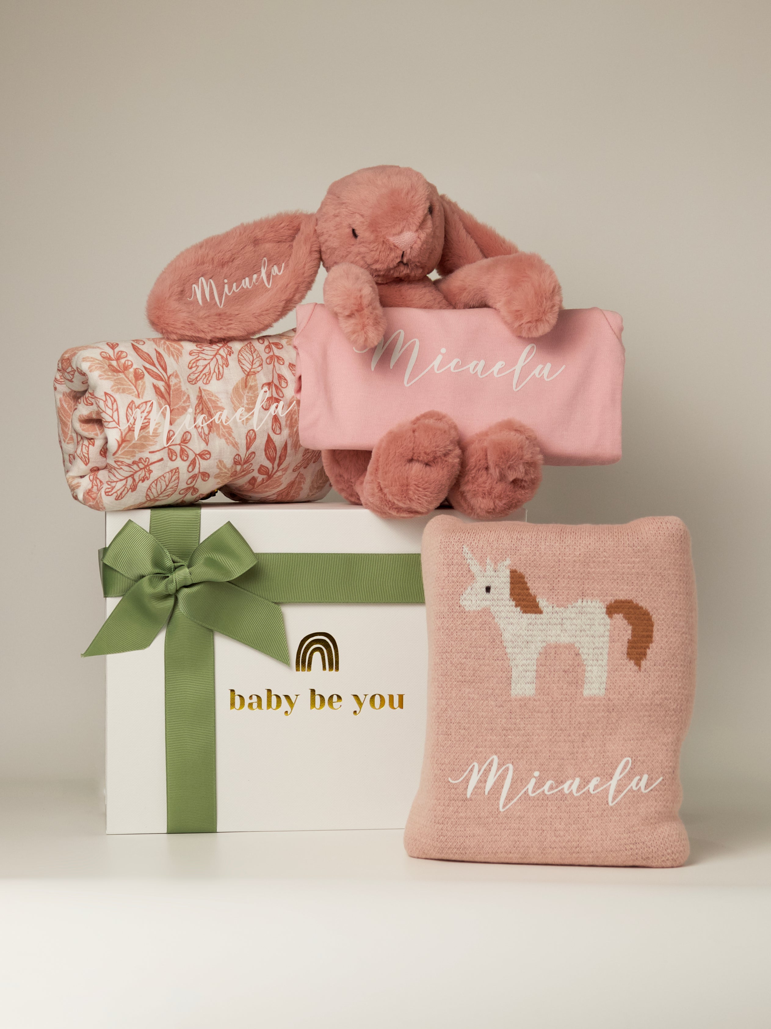 Hugs and Kisses Baby Gift Box in Rose