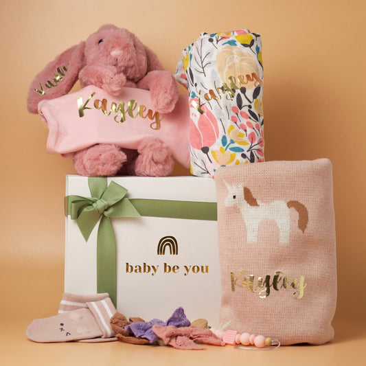 Hugs and Kisses Baby Gift Set in Rose