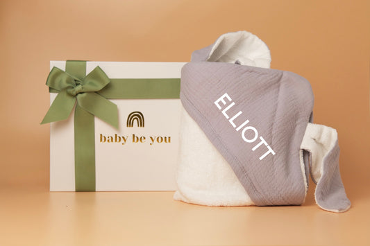Personalised Organic Bunny Ear Hooded Towel in Cloud