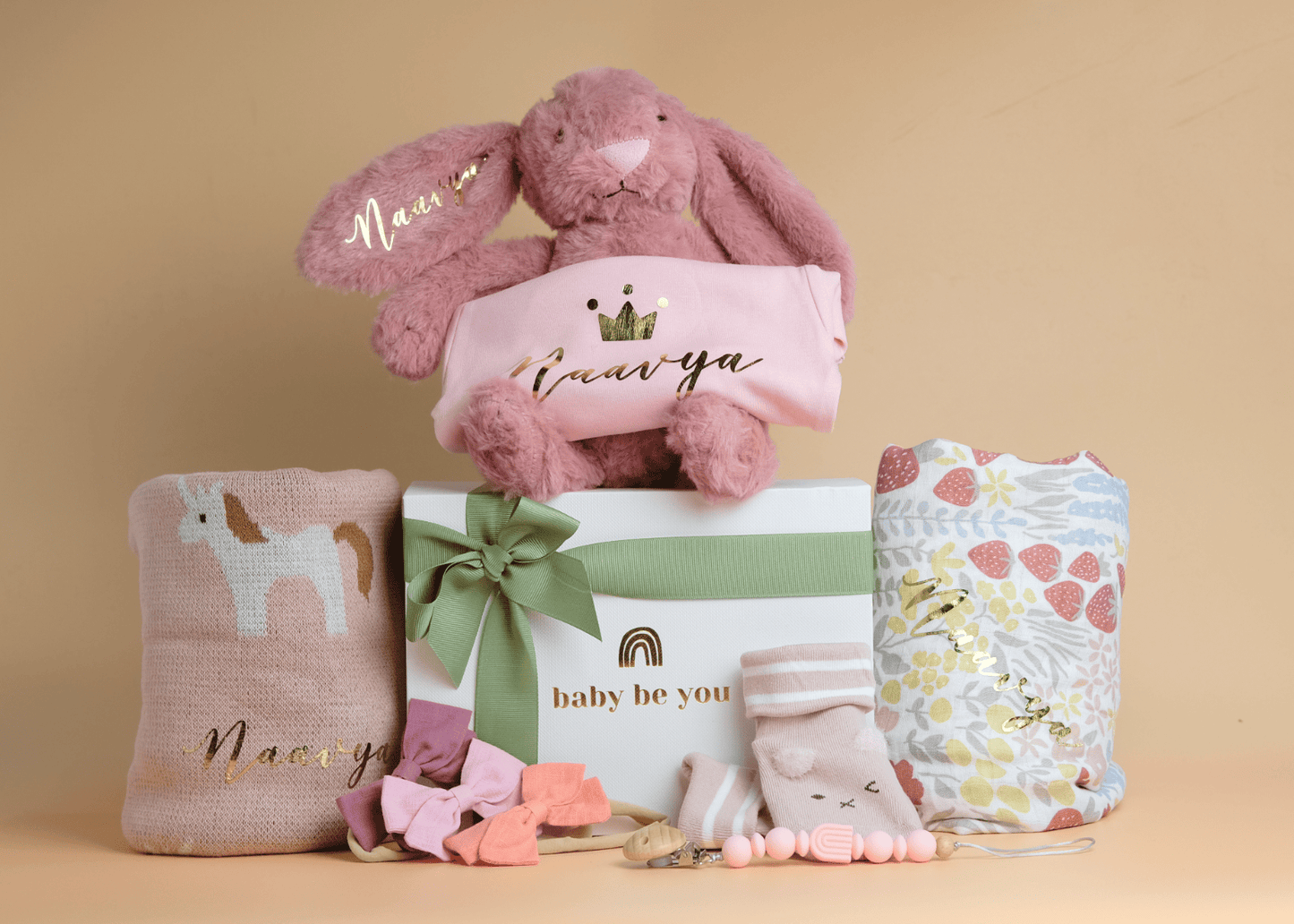 Hugs and Kisses Baby Gift Set in Rose & Blush