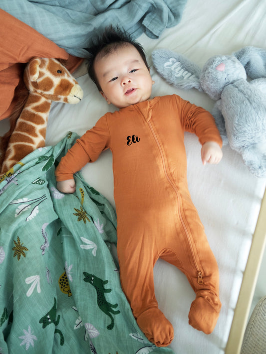 Personalised OEKO TEX Bamboo Sleepsuit (Multiple Colours)