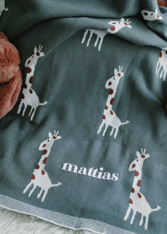 Forest Giraffe Parade Baby Blanket