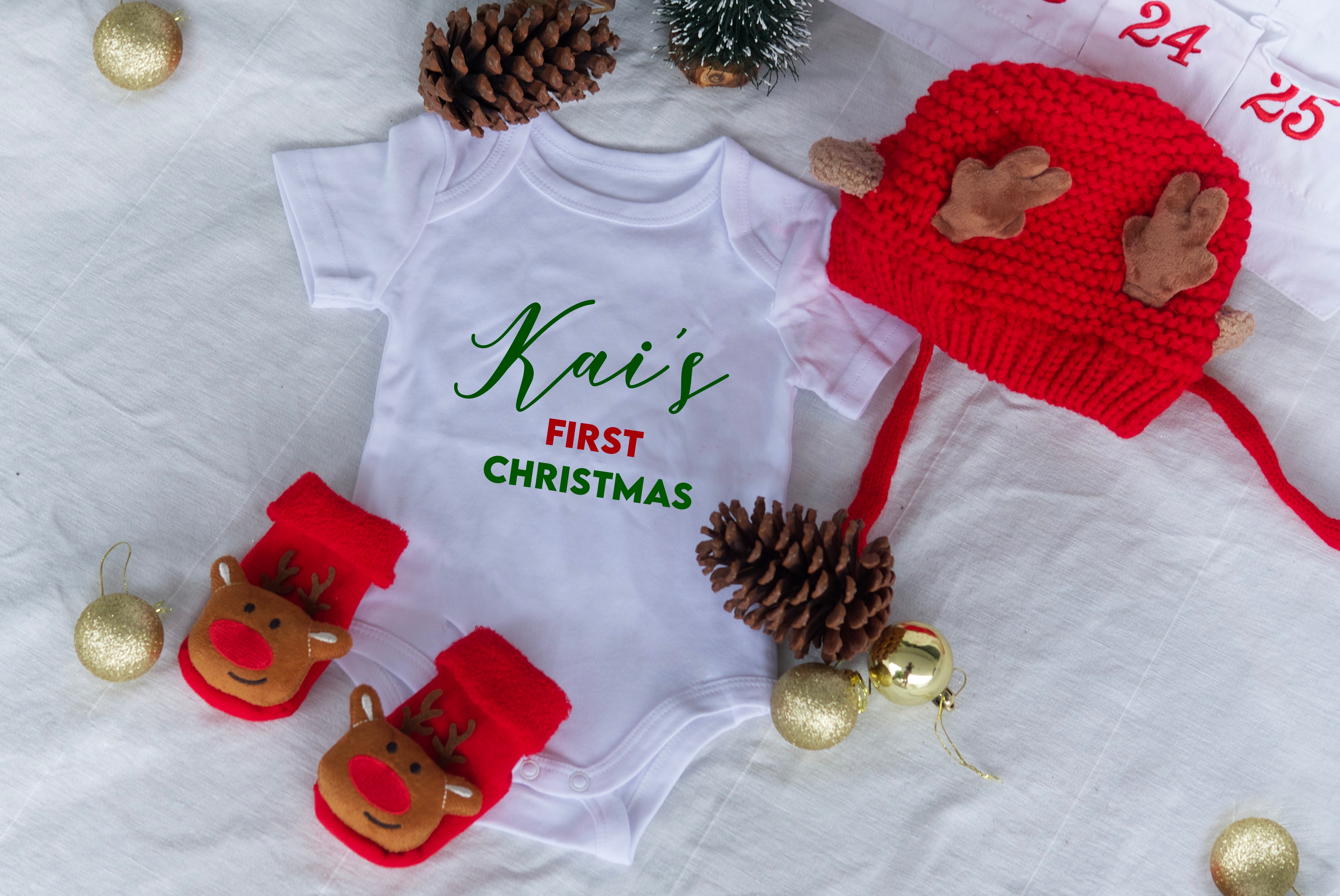 Personalised Baby's First Christmas Outfit Gift Box